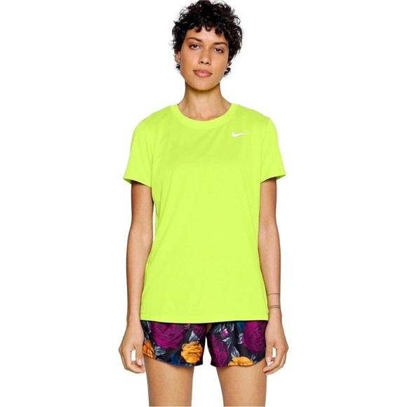 NIKE • Women’s Atomic Green DRI-FIT Legend TEE Crew Athletic Shirt Top - Picture 3 of 5